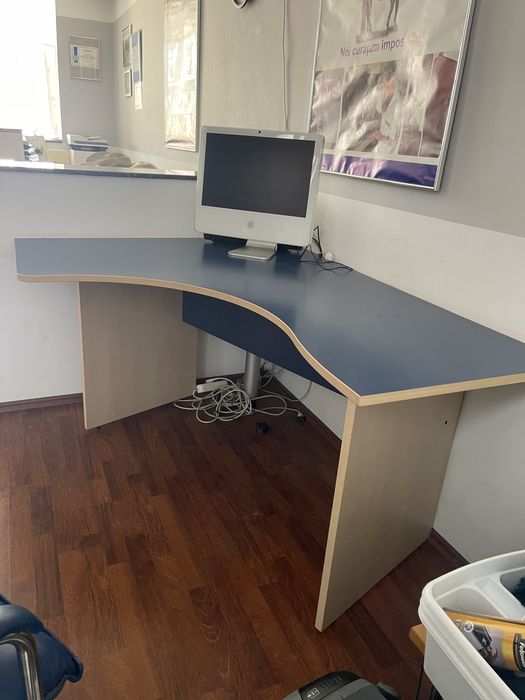 Masa birou  blat albastru