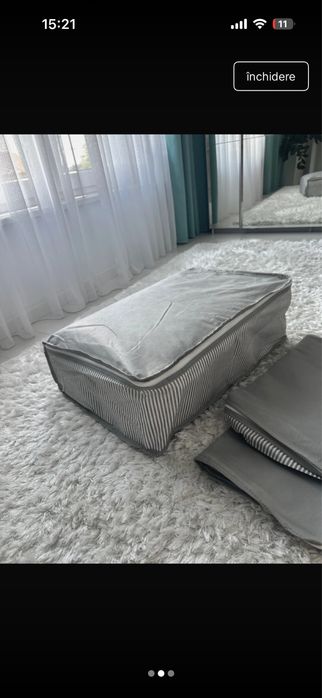 Cutii de depozitat din panza cu fermoar 3 buc la 36 lei.