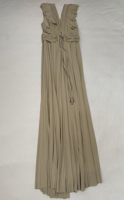 Женское элегантное длинное платье бежевого цвета, размер L