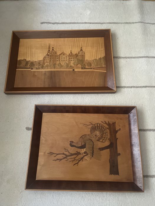 Дървени големи стари картини,интарзия