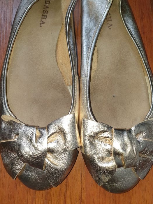 Vand balerini aurii din piele naturala Dasha 38