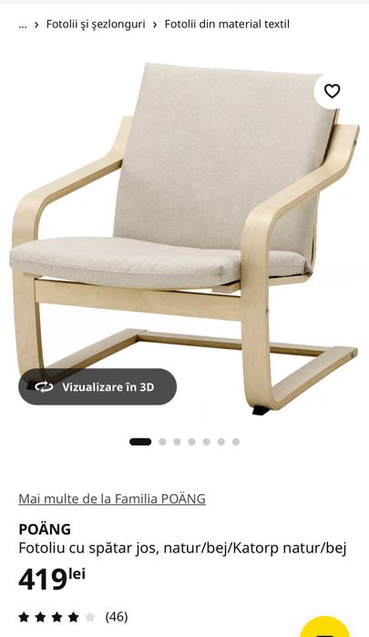 Fotolii cu spătar Ikea , natur bej