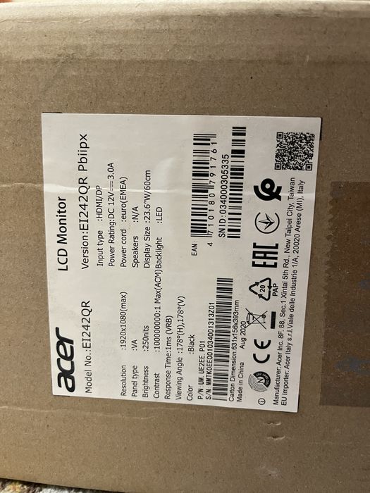 Монитор 144 гц fhd (ACER EI242QR)