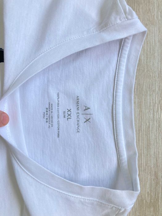 Армани Armani Exchange Pima Cotton мъжка тениска размер XXL Slim Fit