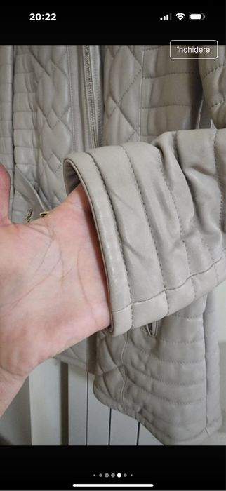 Haina de piele Geronimo Orastie grej cu guler natural