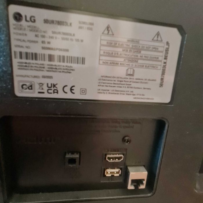 LG 50UR78003LK 50” 4K – СЧУПЕН ЕКРАН – за части