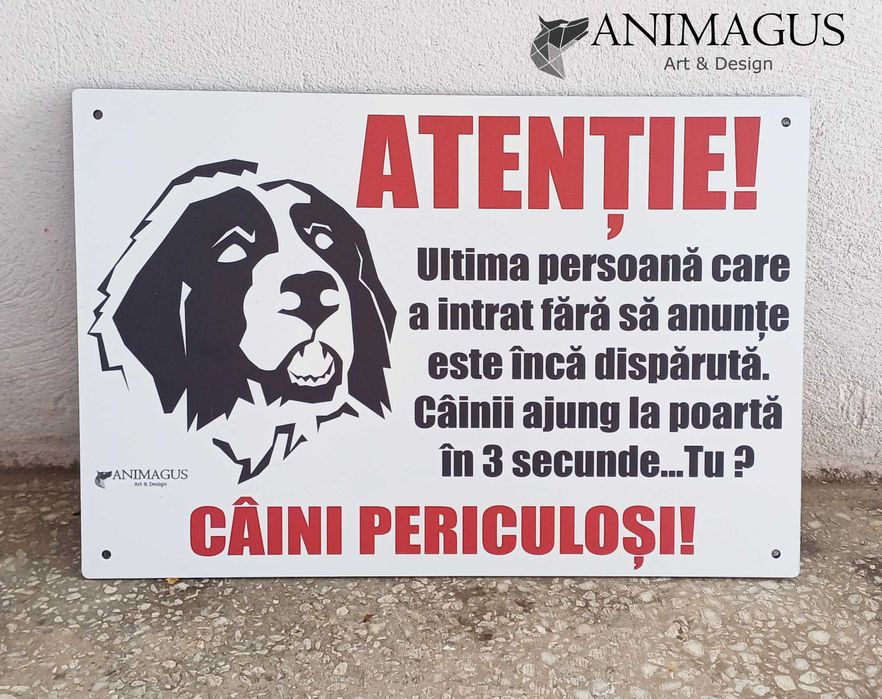 Placa Avertizare Caine Rau Periculos Ciobanesc de Bucovina