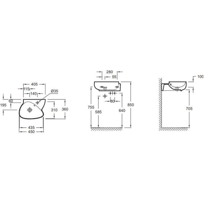Раковина JacobDelafonNouvelle Vague 36 EGK112-00-Carillon 53 E96117-0