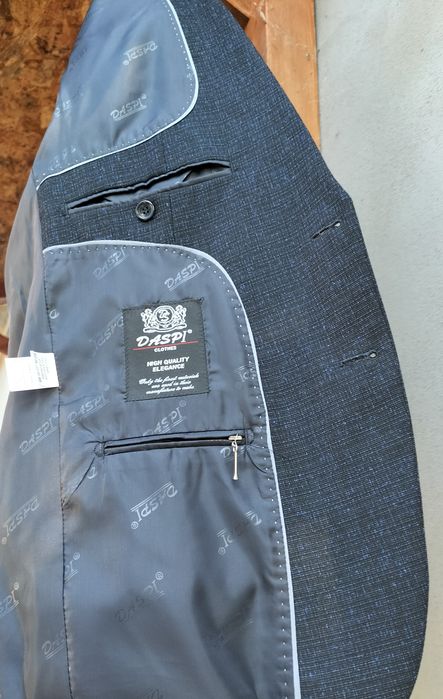 Sacou bărbați elegant, Daspi Collections nr.52, negru cu albastru