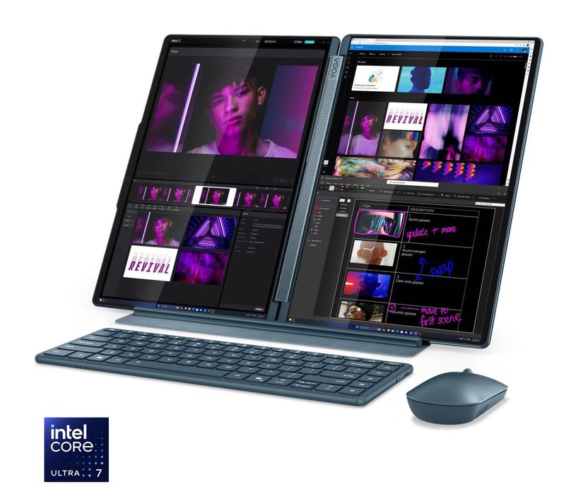 Laptop Lenovo Yoga Book 9 13IMU9, Intel Core Ultra 7 155U, 2x13.3” 2.8K OLED Touch, 32GB LPDDR5x, SSD 1TB, Windows 11 Pro