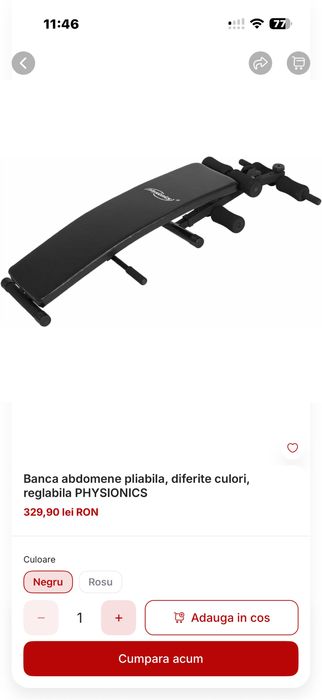 Banca abdomene pliabila reglabila noua in cutie, pret 230 lei