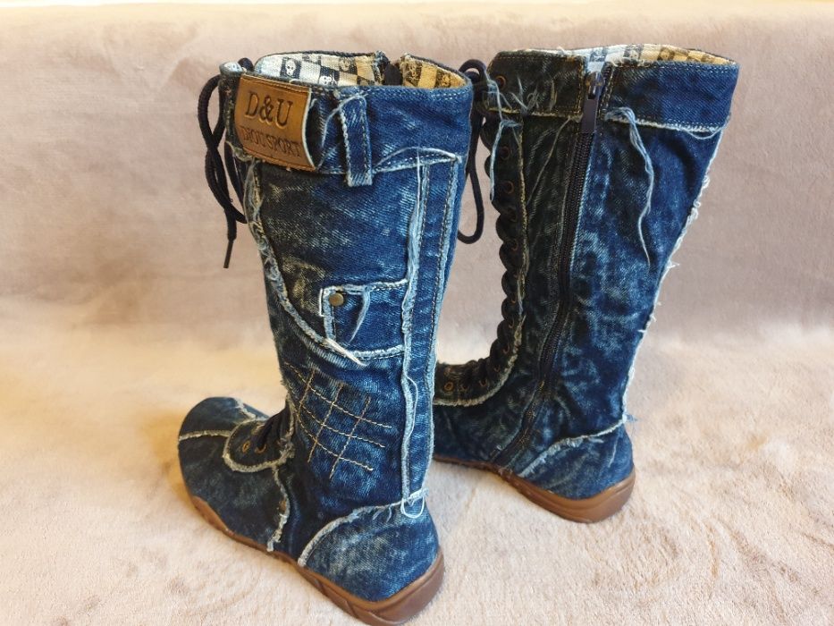 Ghete inalte din blug/Tenisi inalti, marimea 37 si 38, noi