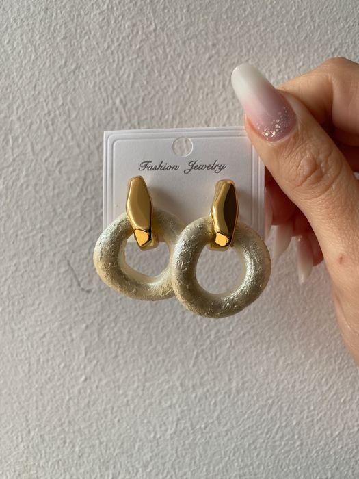 Cercei vintage din otel inoxidabil placati cu aur 18K