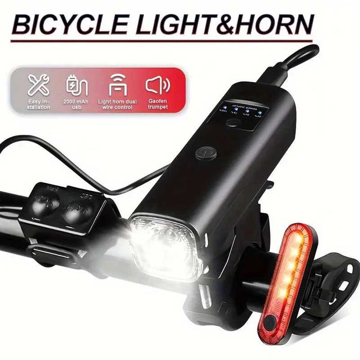 Многофункциональный фонарь для вело, с вынос. кнопкой и сигналом-новое