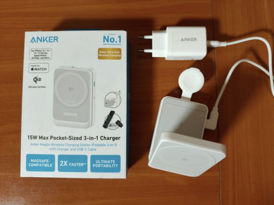 Încărcător Anker MagGo 3-in-1 Qi2 15W
