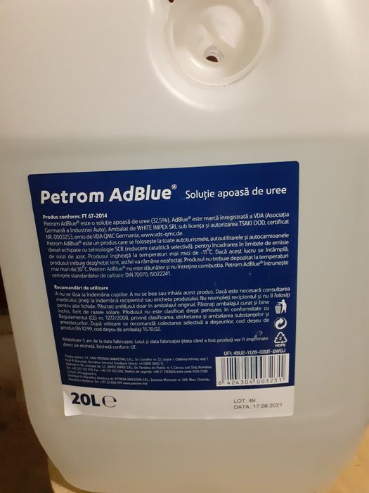 Vând Add blue de la Petrom în  bidoane sigilate  la 10 si 20 litrii .p