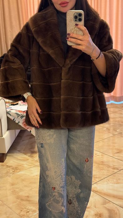 #135 Късо Палто от норка.Визон.Sobol.Естествена кожа с косъм.