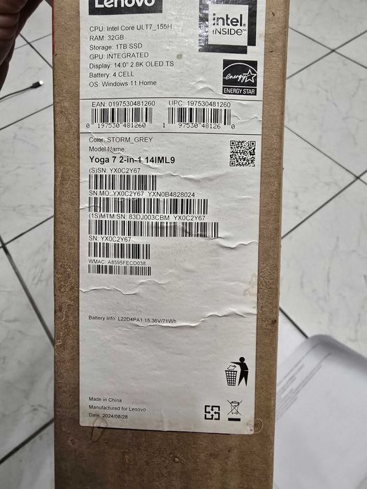 Lenovo Yoga 7 2in1 14 OLED | Ultra 7 155H | 32GB RAM | 1TB | Гаранция