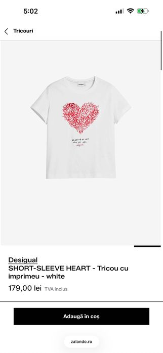Tricou Desigual red heart NoU original