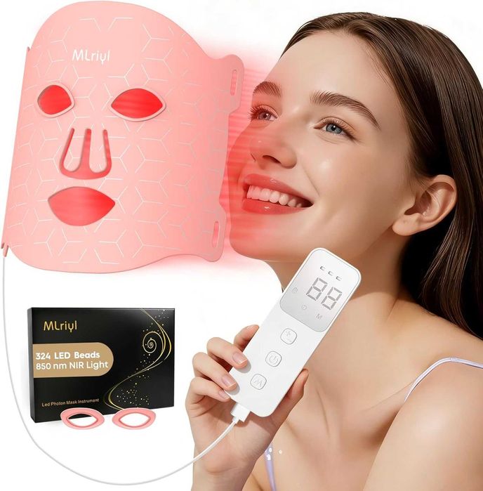 LED маска за лице с 324 светодиода, ервена светлинна терапия, 2000mAh