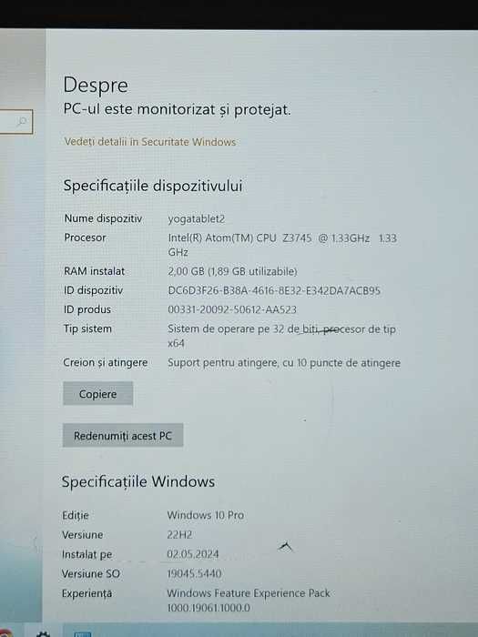Tableta Lenovo Yoga 2 (1051L) Win 10 Pro