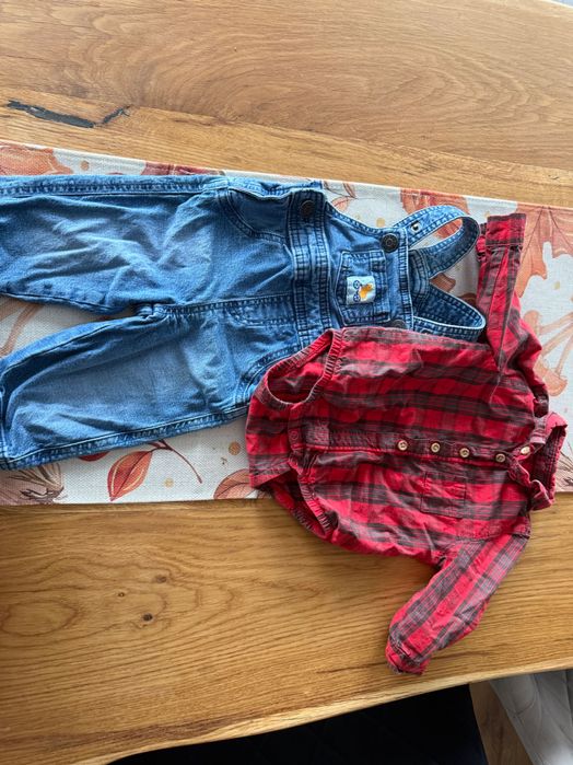 Бебешки комплект боди риза и дънков гащеризон// Коледна фотосесия