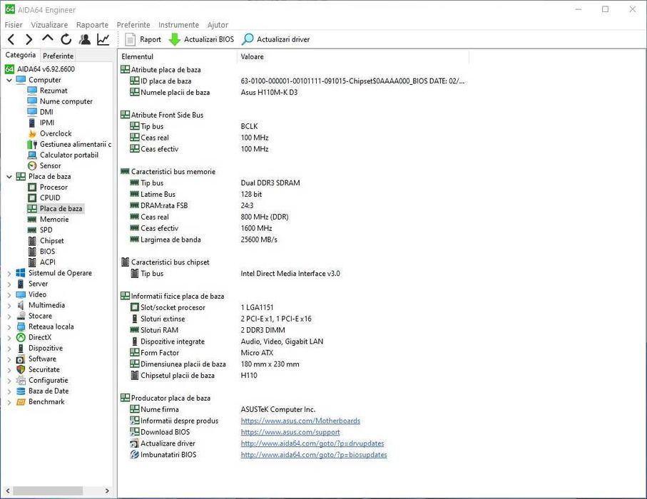 Kit Pc : ASUS - H110M-K D3, CPU i5 6400 3,3 GHz, 16 GB DDR3,