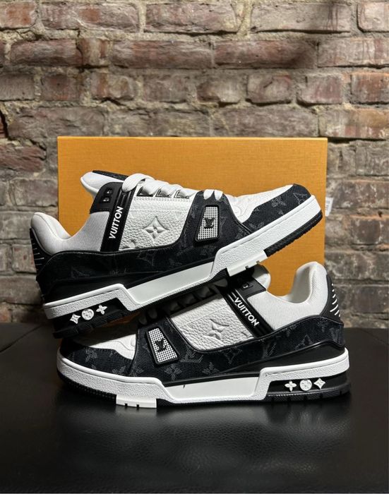Adidasi Louis Vuitton Trainer Black&White Denim - STOC NOU