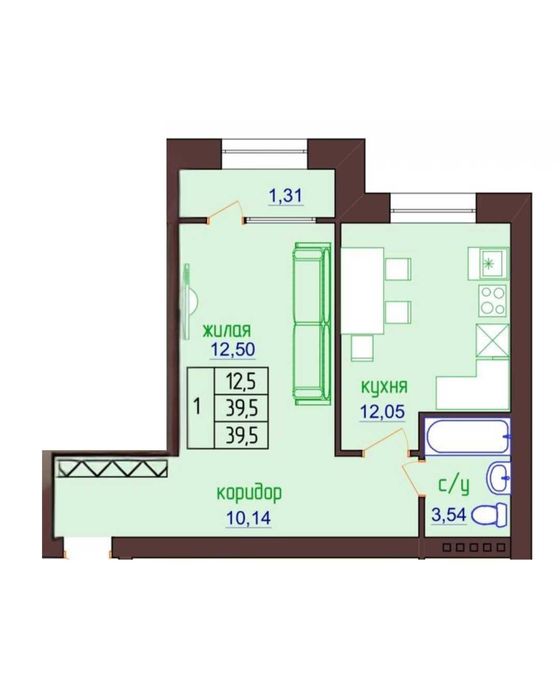 Форест Парк Однокомнатная