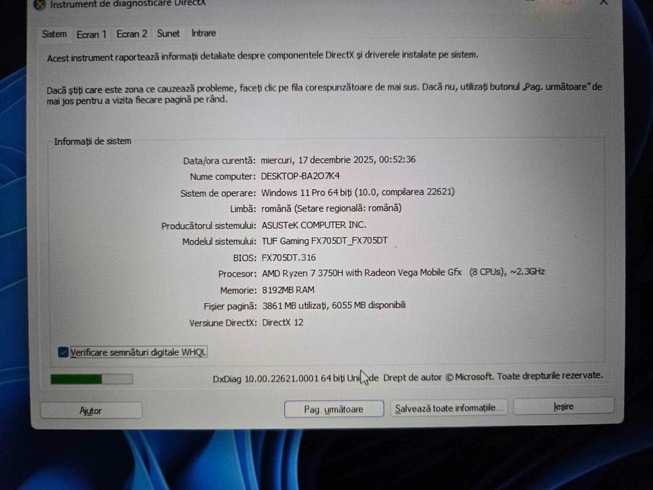 Laptop Asus TUF Gaming, Ryzen 7, RTX 1650