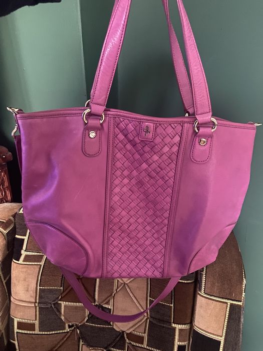 Цикламена/цвят фукция кожена чанта Cole Haan