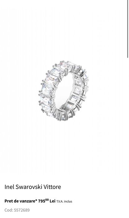 Inel Swarovski Vittore matrix rectangular cut mărime 52,55