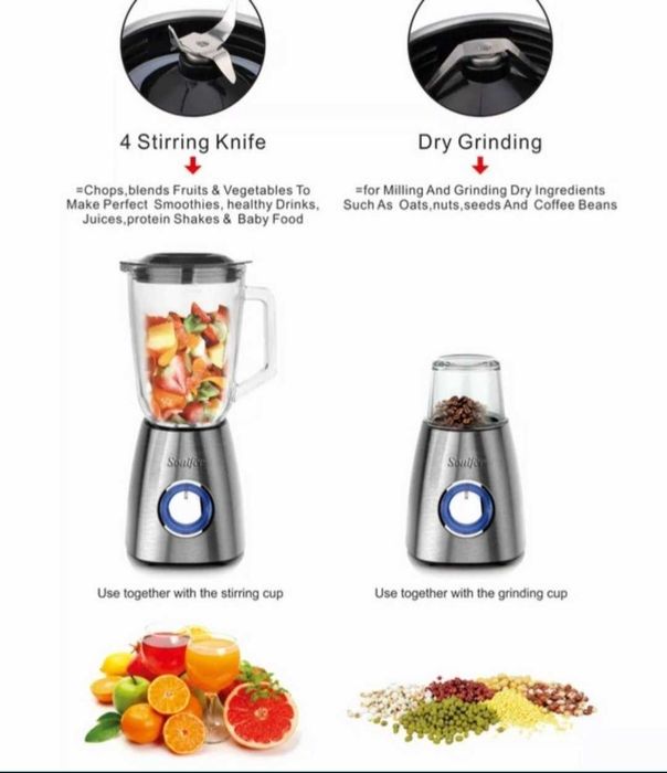 Sonifer 2в1 Блендер кофемолка блендир бледнр blender sf-8015 blendr