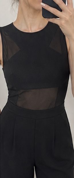 Salopetă eleganta wide leg cu insertii mesh, H&M Studio - XS/S
