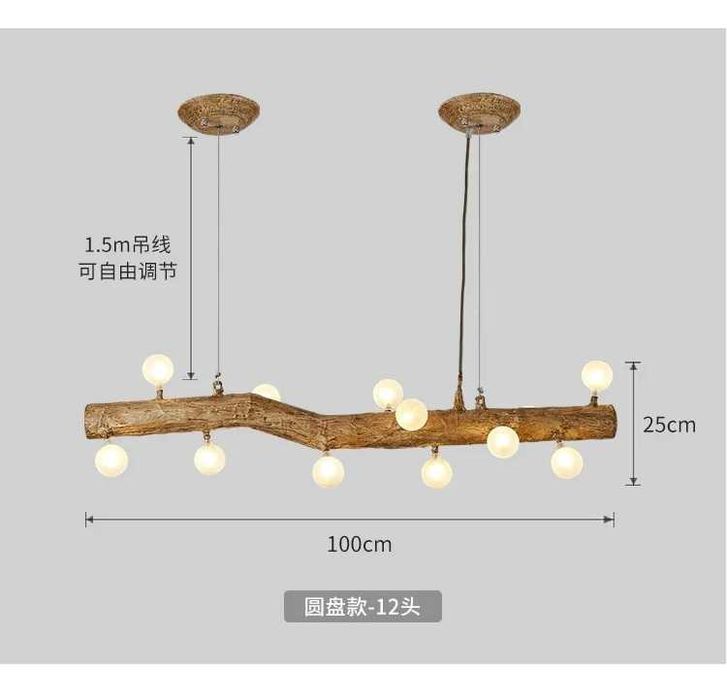Северен ретро полилей от клон на дърво, ЛЕД LED креативна смола
