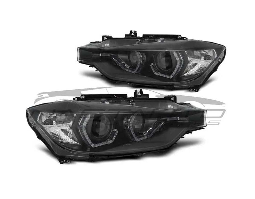 XENON Фарове с ангелски очи LED DRL Черни за BMW F30/F31 10.11 - 05.15
