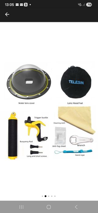 Dome Subacvatic Telesin pentru GoPro Hero 9, 10, 11 si 12, cu diametrul de 15.24cm. - nou