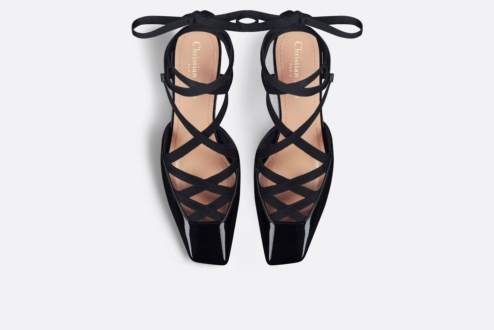 Dior черни високи обувки D-envole Patent & Satin Pump