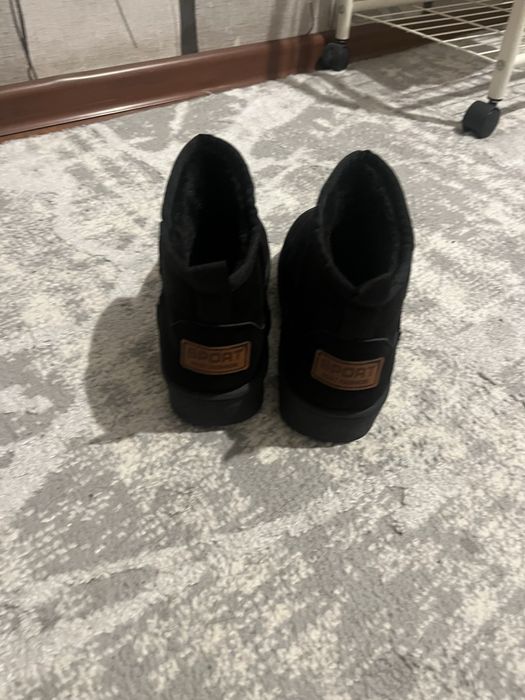 Угги черный, эко замша,
