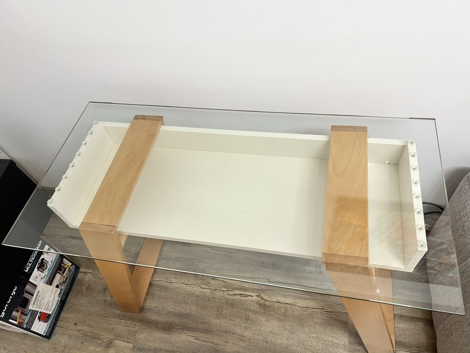 Birou lucrat de acasa sticla si lemn la comanda