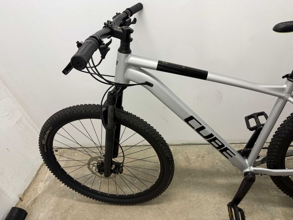 Bicicleta MTB Cube Attention SLX 2023 Silvergrey Lime marime L 20" Shimano 1x12 Furca RockShox Air