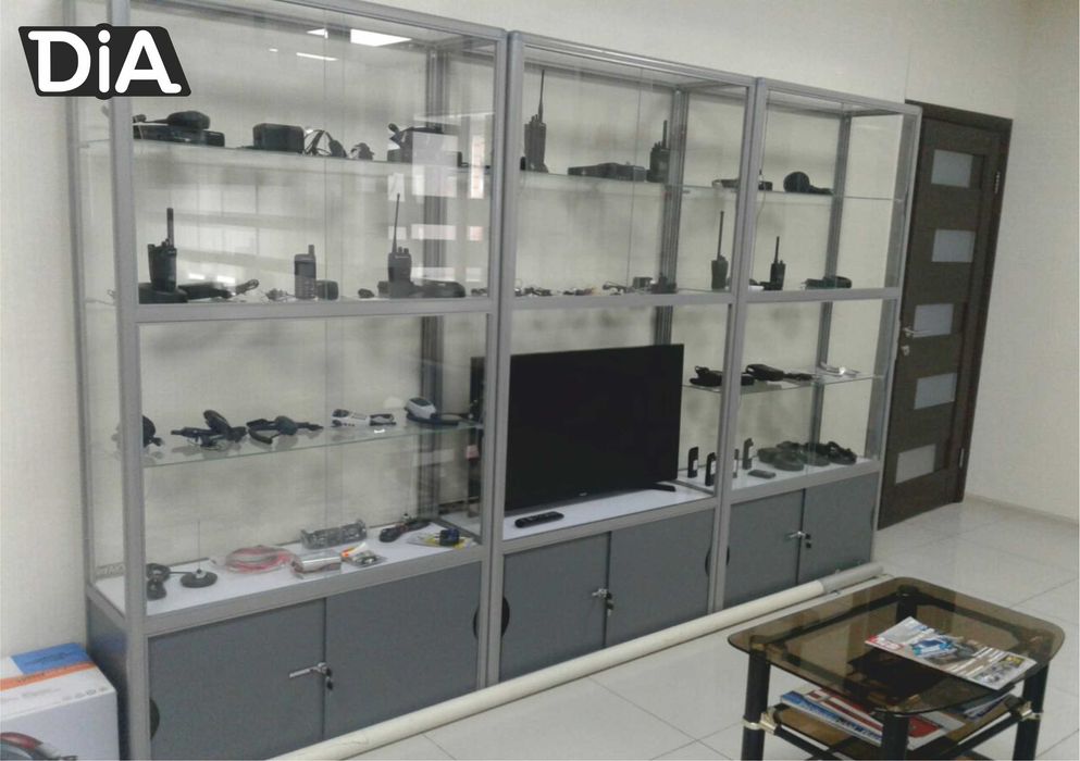 Прилавок витрина стеклянная из профиля, оборудование для магазина asvp