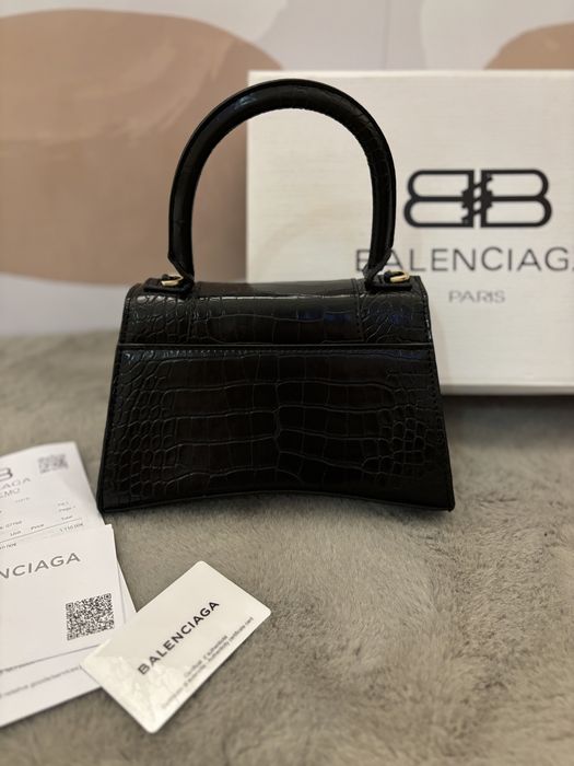 Geantă/Poșeta Balenciaga Hourglass Crocco 23x15x8cm