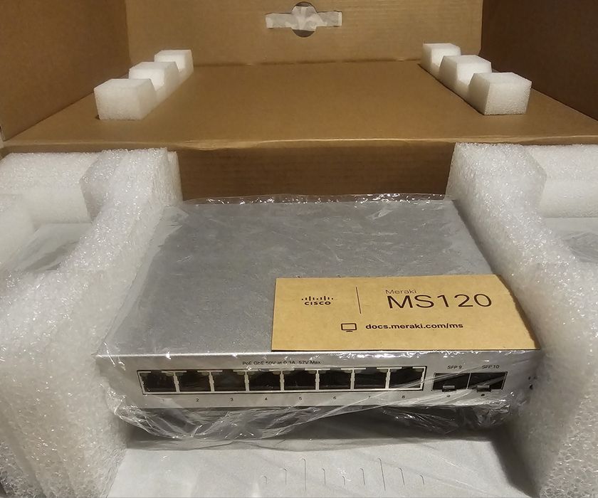 Cisco Meraki MS120-8LP Switch 8 Porturi PoE+ SIGILAT / NOU / NEFOLOSIT + Sursa Inclusa + Transfer Dashboard