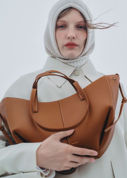 Polene Cyme Mini цвят Camel оригинална дамска чанта