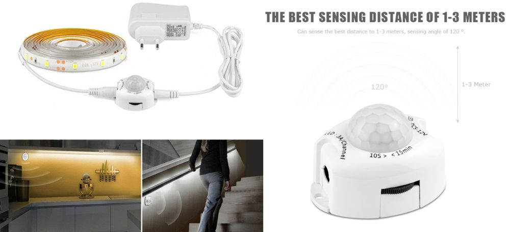 Banda Led 12V cu senzor de miscare. Luminneaza doar seara. Nou!