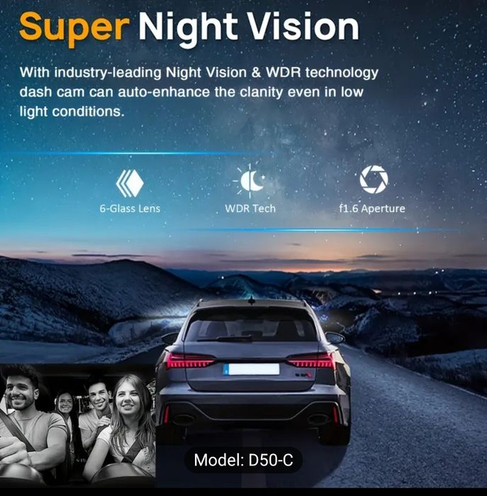 Cameră de bord frontală și interioară, Cameră de bord de 8,03 cm 1080P