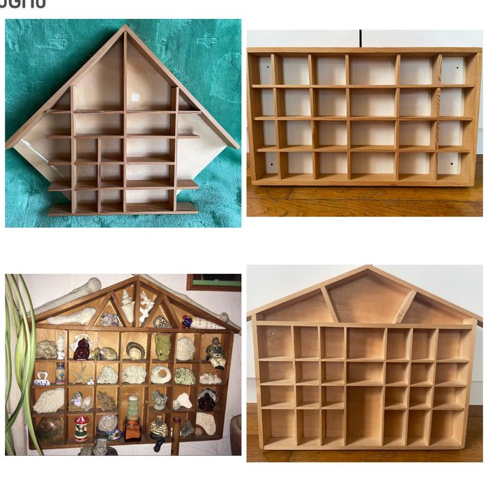 3бр френски винтидж етажерки от дърво миниатюри за стена