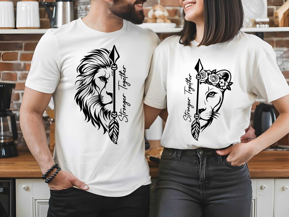 Тениски за двойки с лъв/лъвица, Strong Together