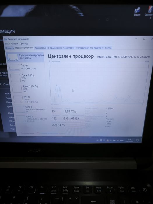 Лаптоп Acer Aspire 7 intel i5 GTX1050 2GBVram 16GB Ram